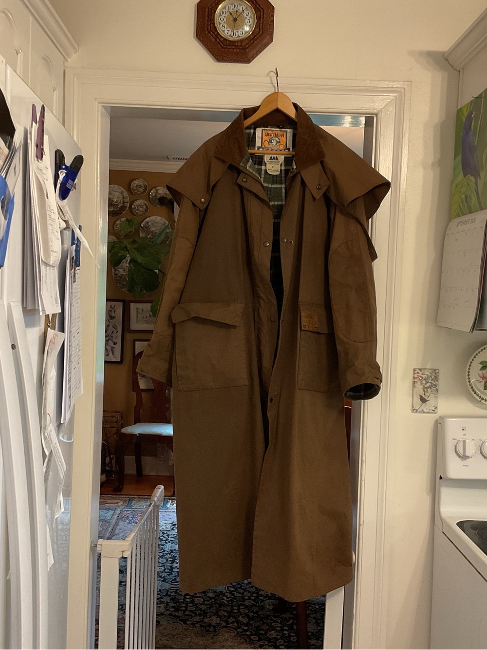 Men's Brown Waxed Cotton Raincoat with Detachable Storm Cape
